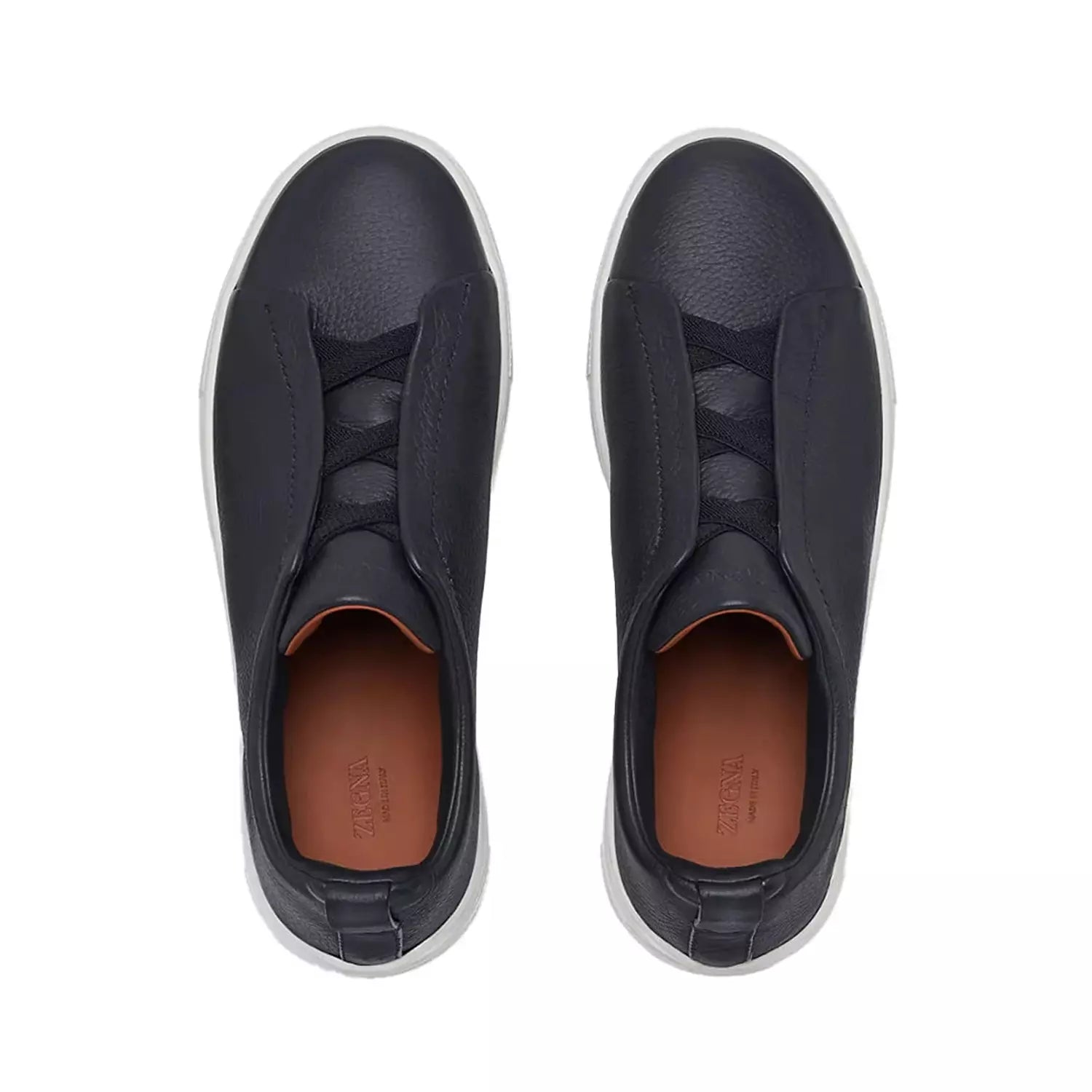 Zegna Navy Blue Deerskin Triple Stitch™ Sneakers