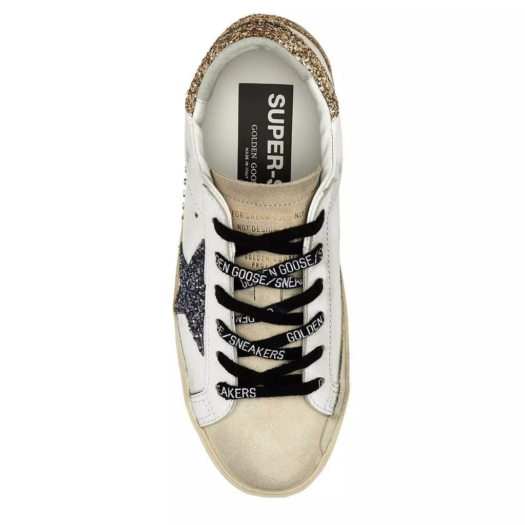 Golden Goose White and Gold Leather Sneakers