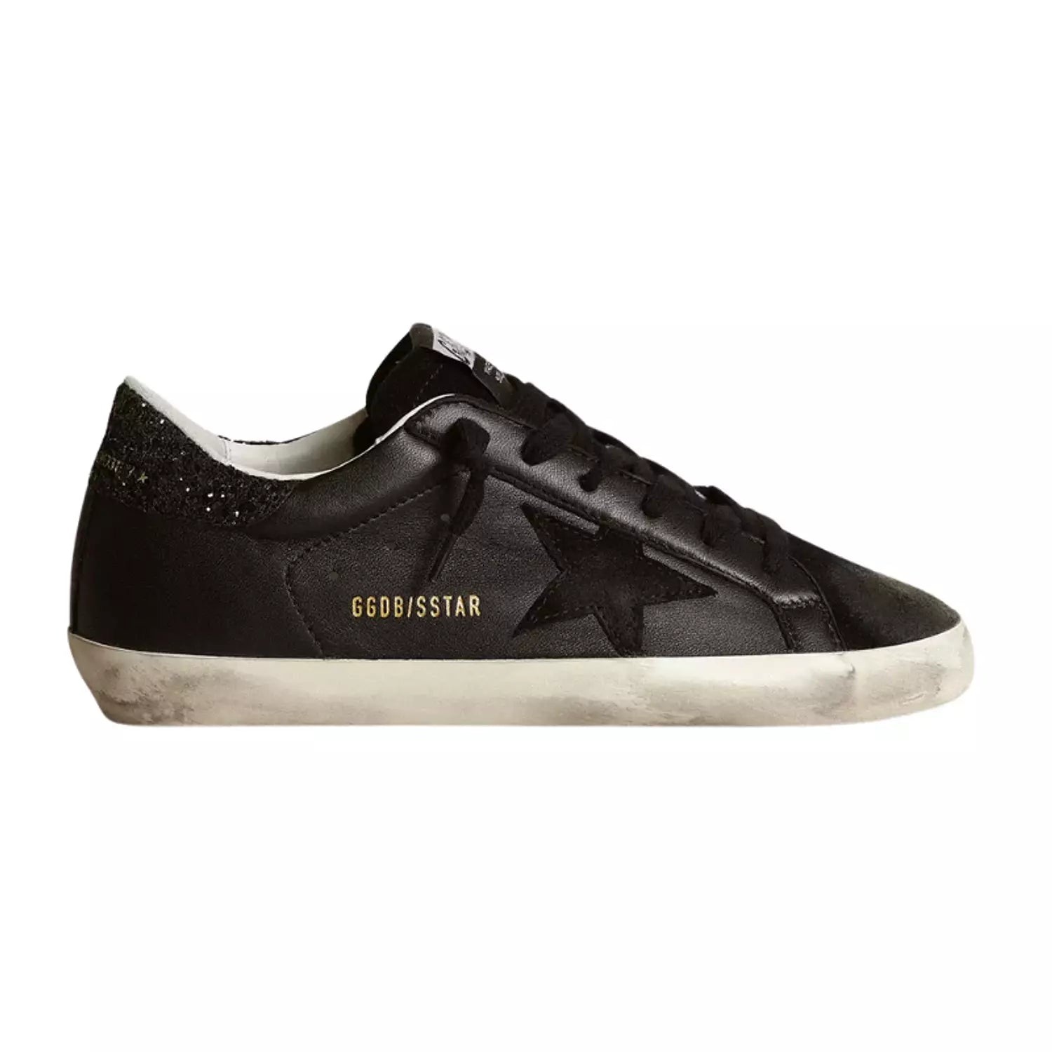 Golden Goose Superstar – Black Glitter Heel