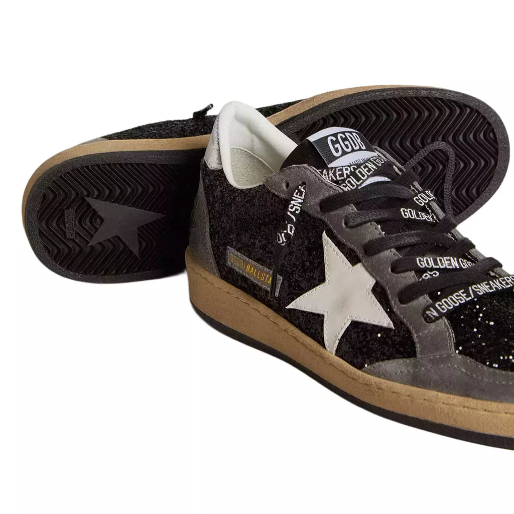 Golden goose Ball Star in glitter with leather star and metallic leather heel tab