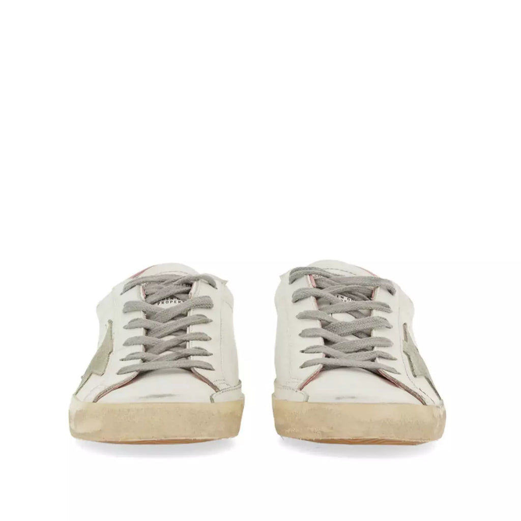 Golden Goose Super-Star Leather Sneakers with Suede Star and Pink Heel Tab