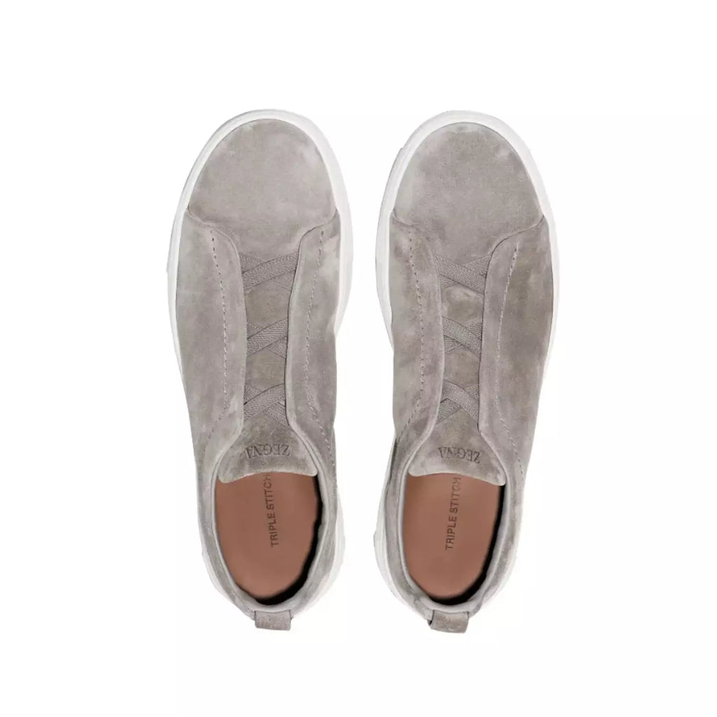 Zegna Grey Mélange Suede Triple Stitch™ Sneakers