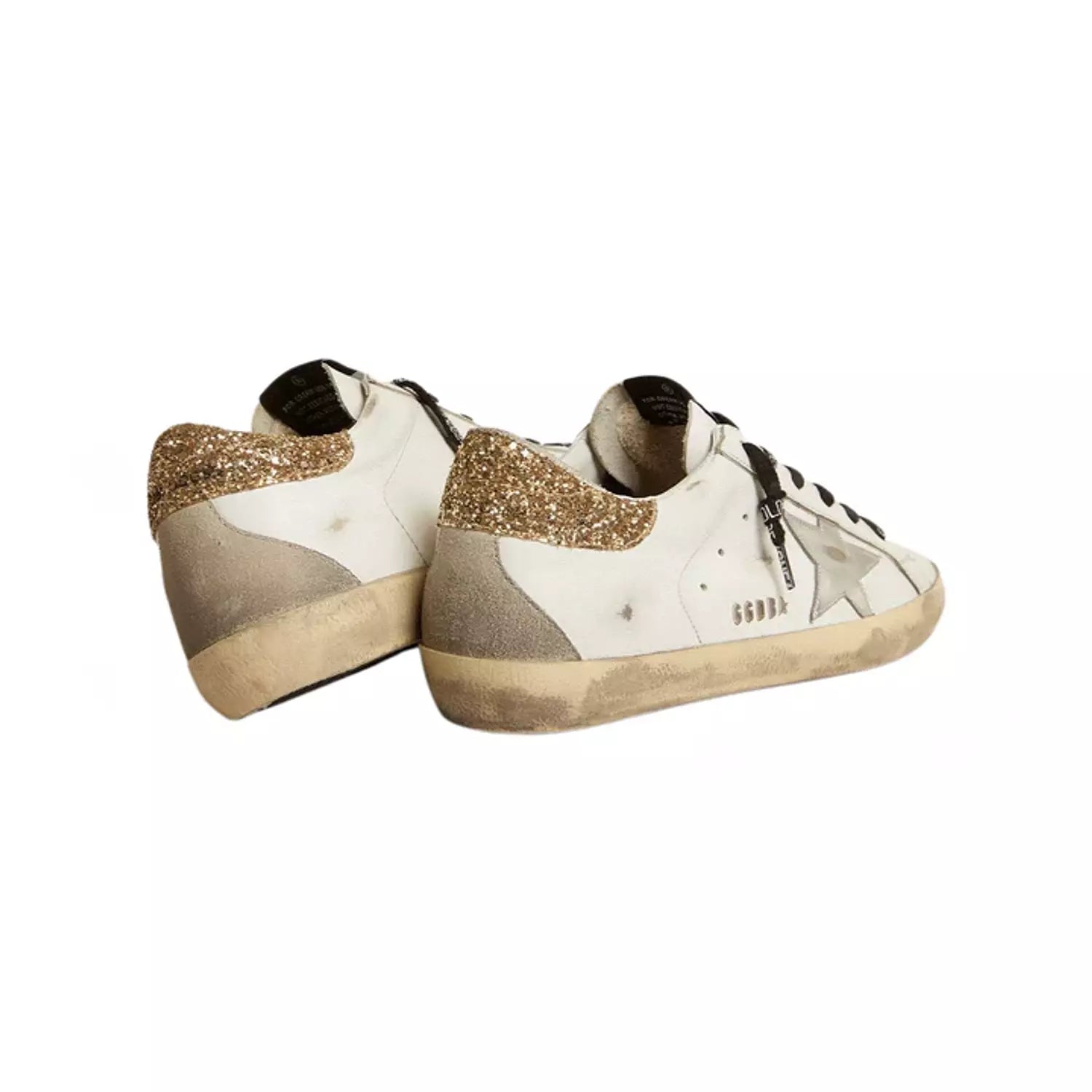 Golden Goose white leather Super-Star with glittery heel tab(Women's)