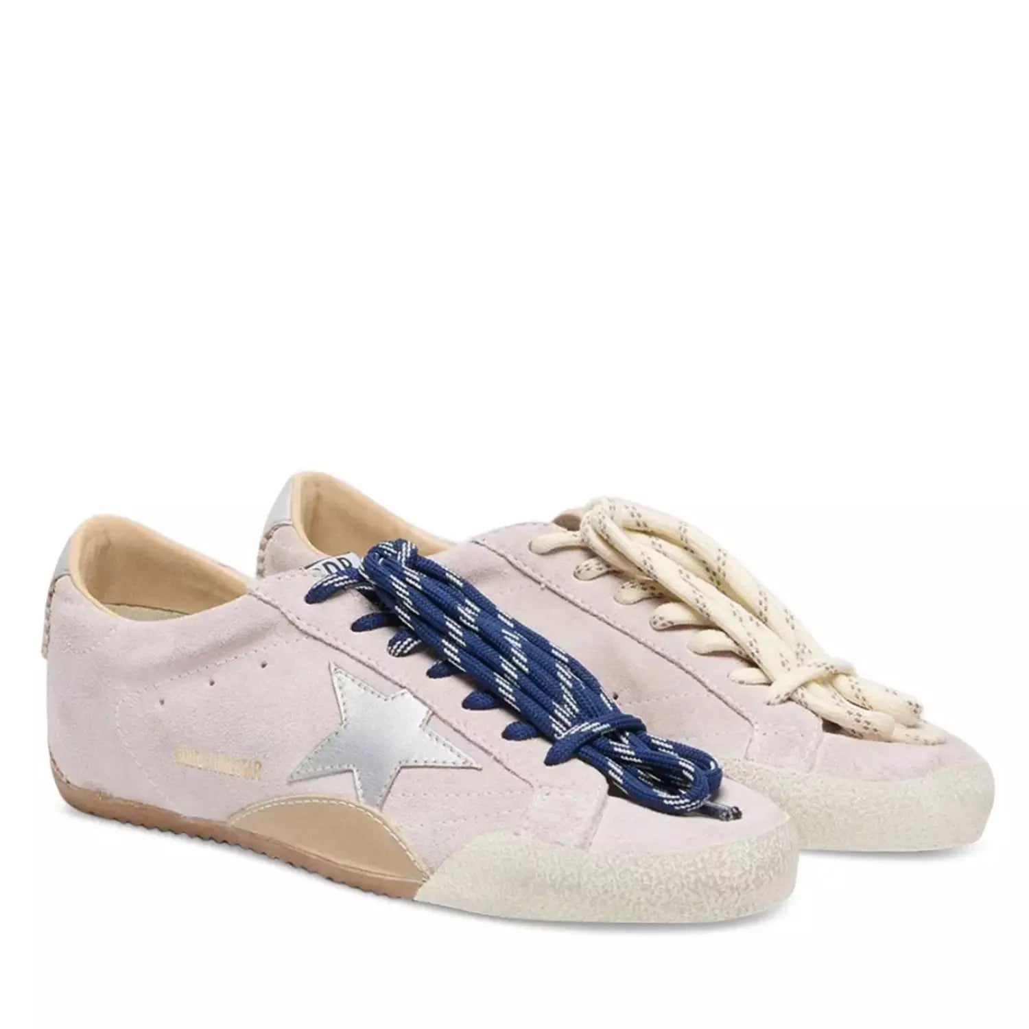 Golden Goose True-Star in pastel pink suede with silver star and heel tab