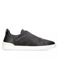 Zegna Triple Stitch Leather Sneakers Black Secondskin Triple Stitch