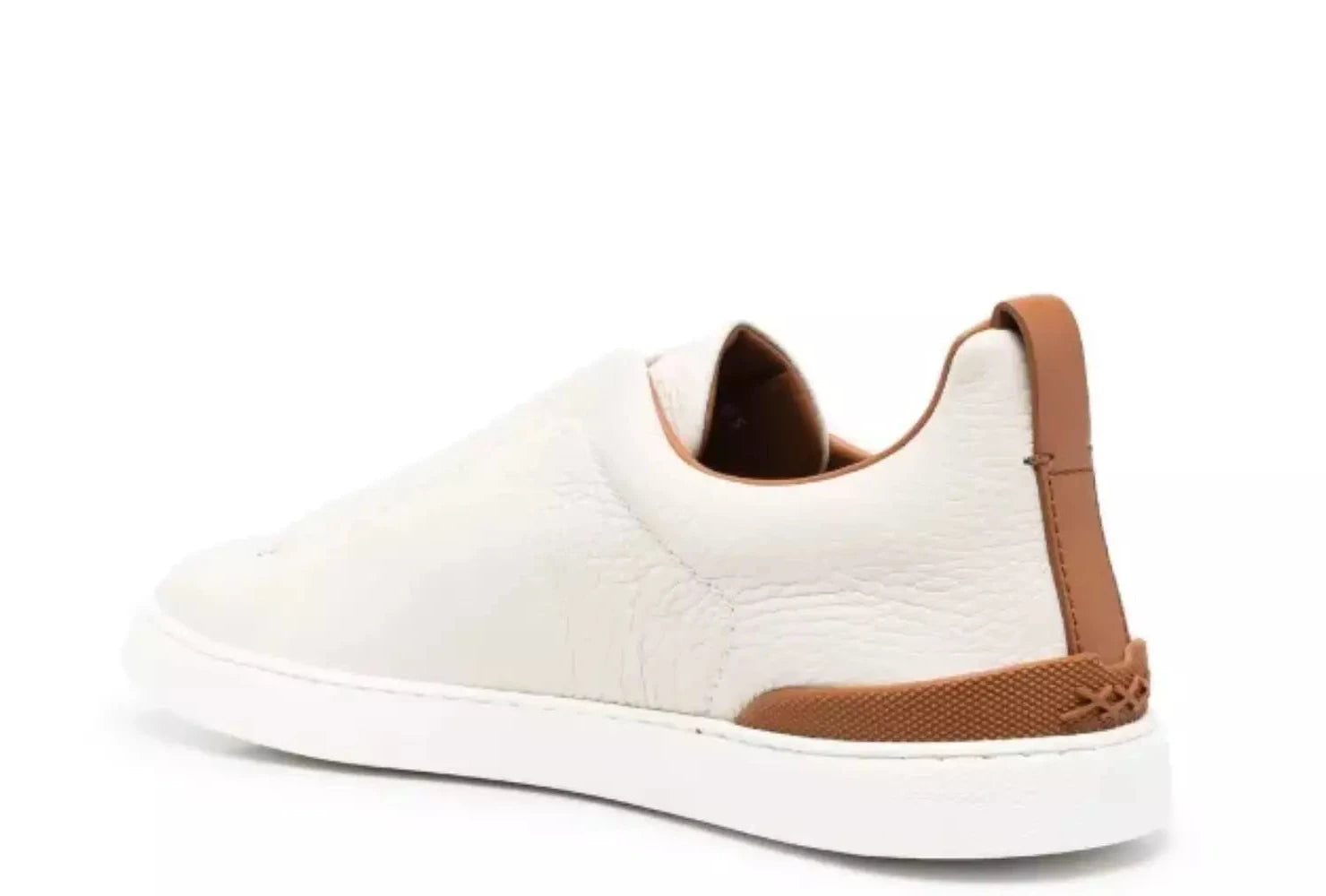 Zegna Triple Stitch Leather Sneakers White Triple Stitch
