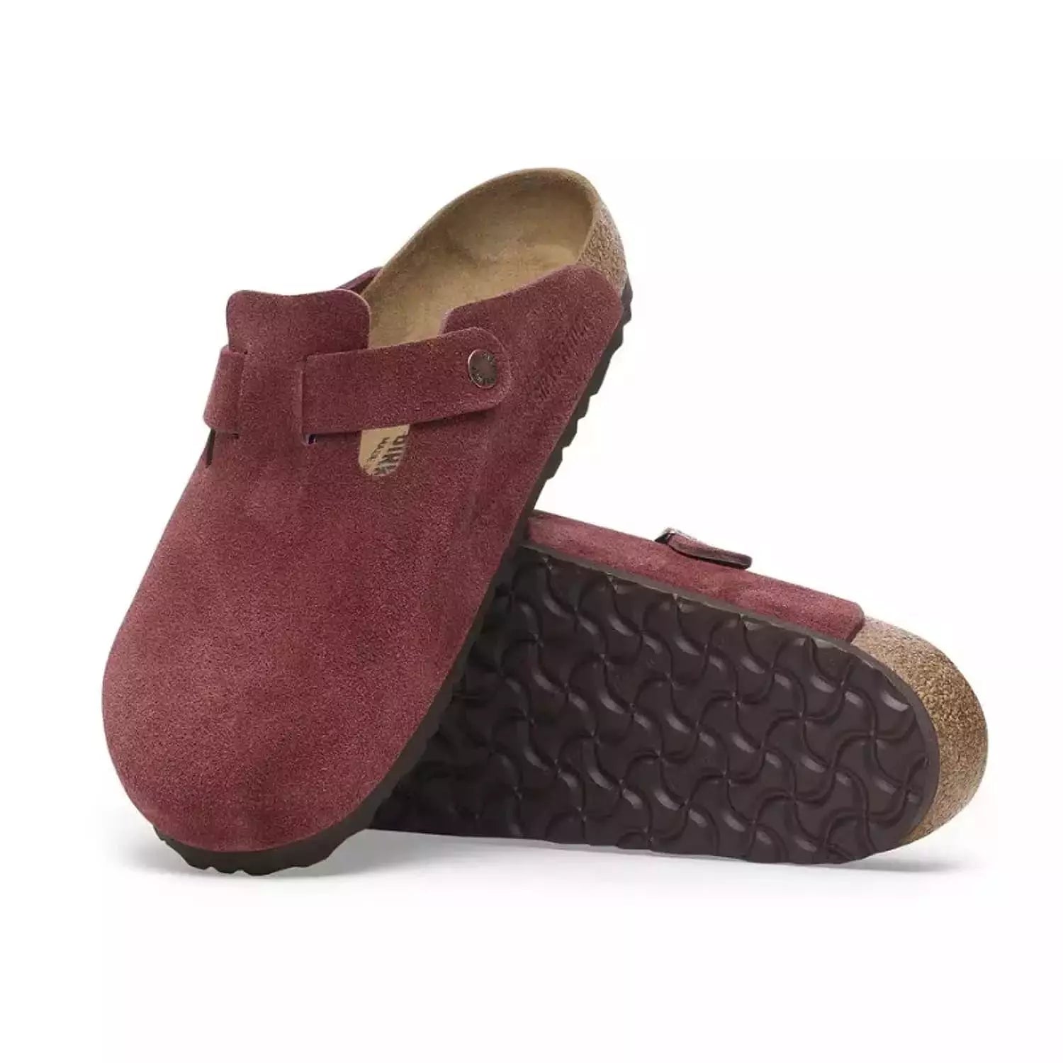 Birkenstock Boston Burgundy – Suede Leather