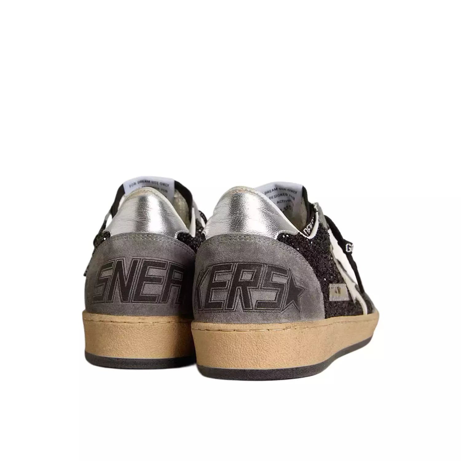 Golden goose Ball Star in glitter with leather star and metallic leather heel tab