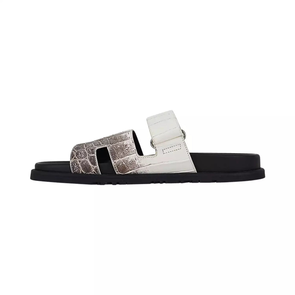 Hermes Himalaya Crocodile Chypre Slingback Flat Sandals