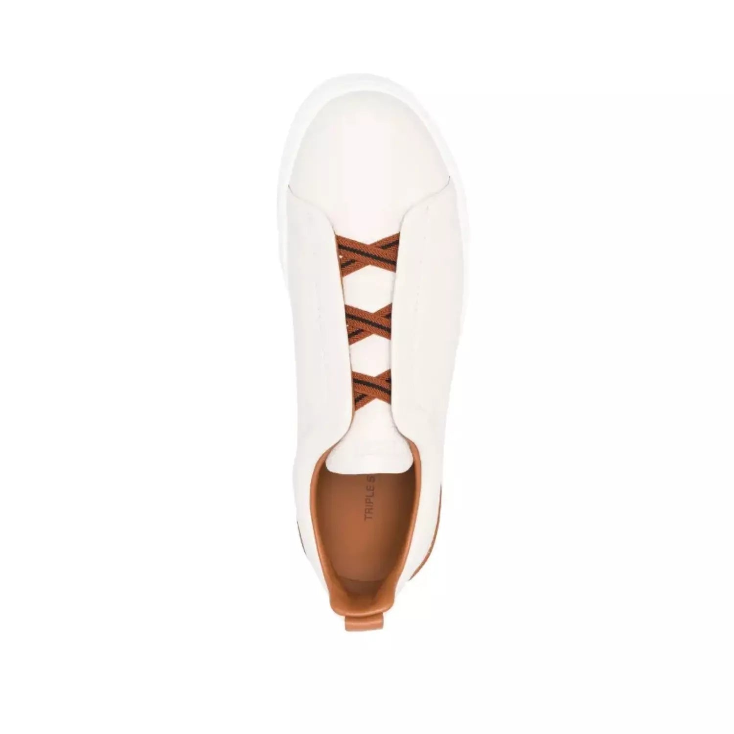 Zegna Triple Stitch Leather Sneakers White Triple Stitch
