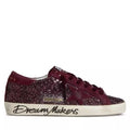 Golden Goose Super-Star low-top sneakers in burgundy glitter with suede star