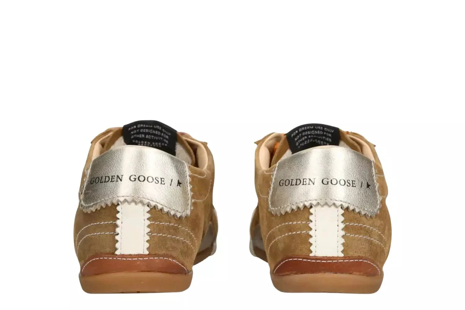 Golden Goose True-Star in tobacco-colored suede with white star and platinum heel tab