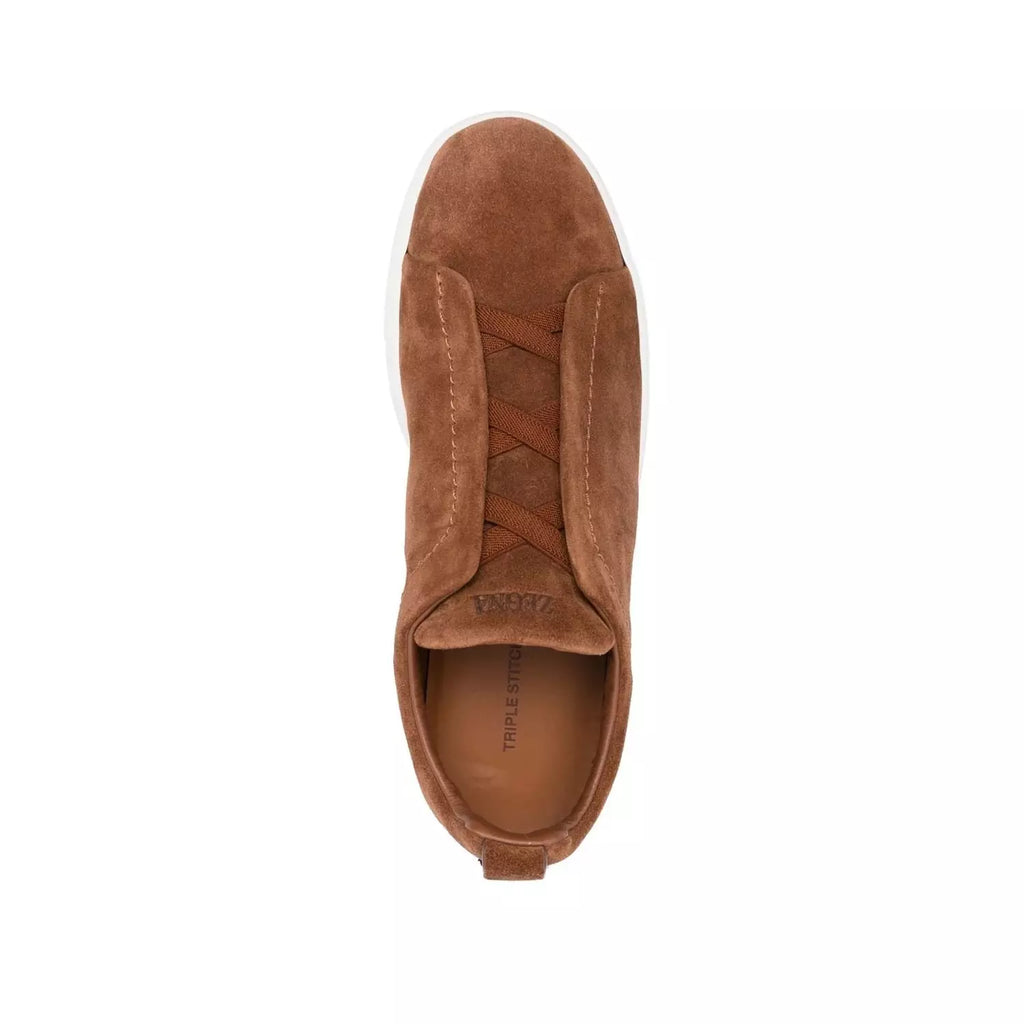 Zegna Tobacco Suede Triple Stitch™ Sneakers