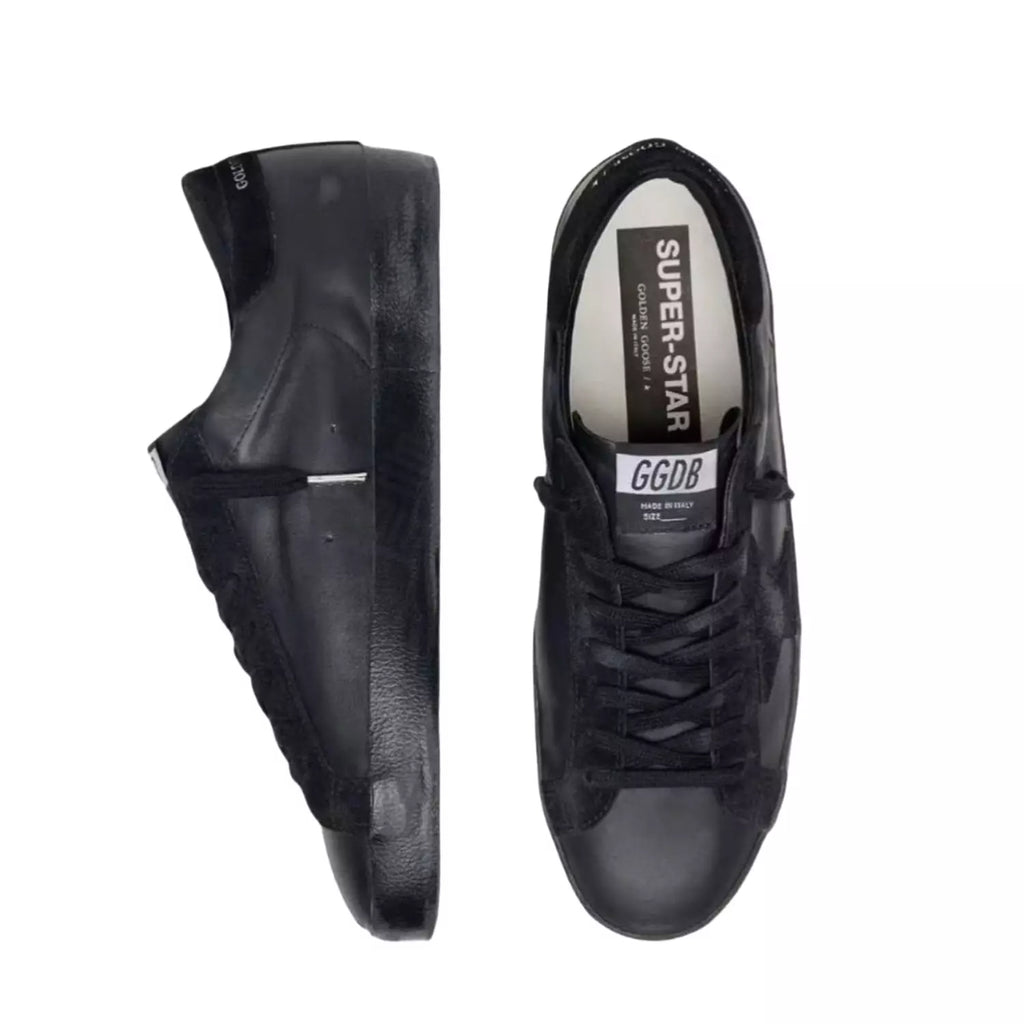 Golden Goose Men's Super-Star in black nappa with black suede star and heel tab