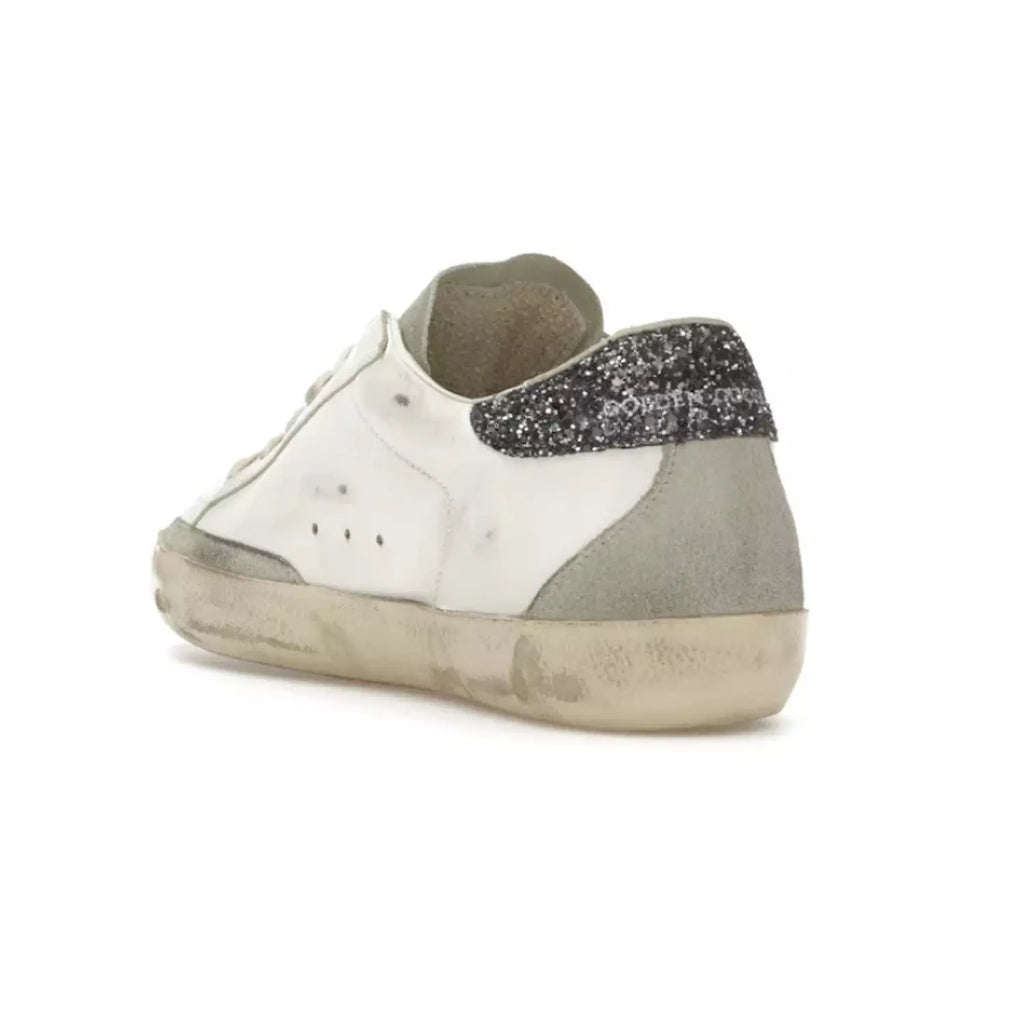 Golden Goose Super-Star – White Dark Grey Glitter