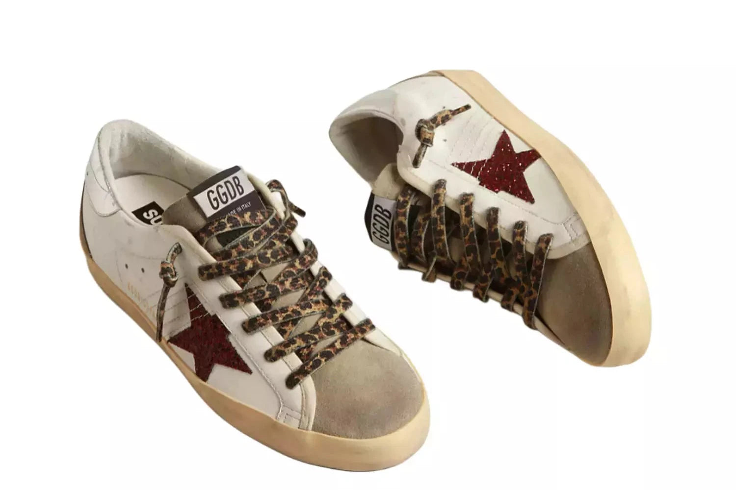 Golden goose Super-Star with burgundy glitter star and silver heel tab