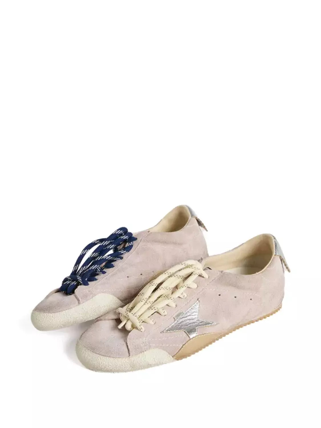 Women's True-Star in pastel pink suede with silver star and heel tab