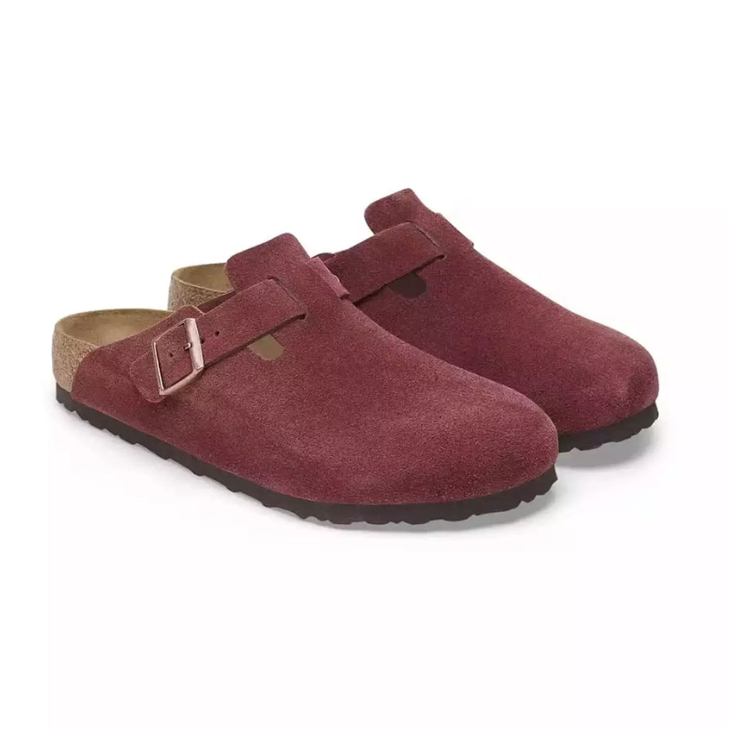 Birkenstock Boston Burgundy – Suede Leather
