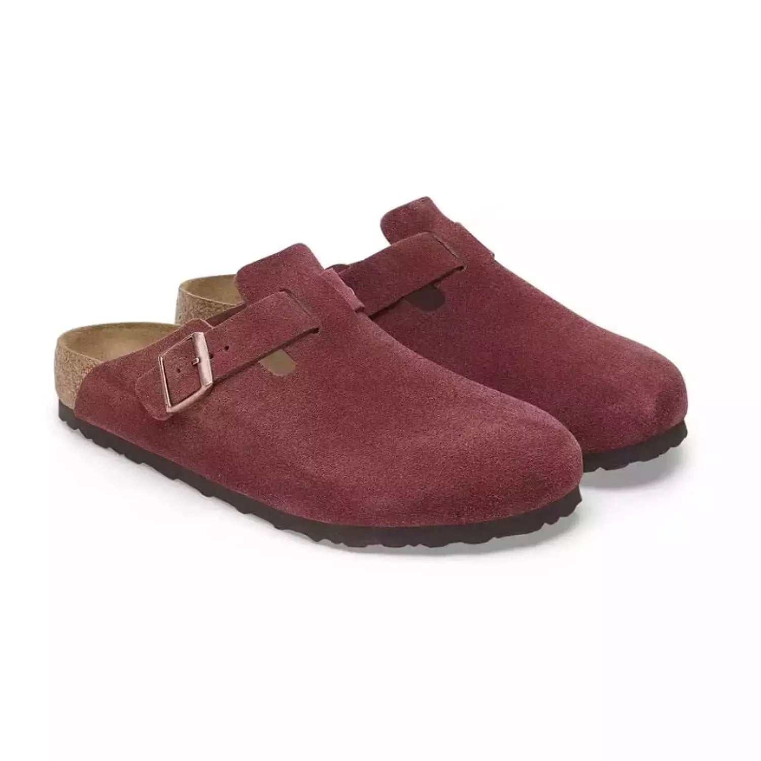 Birkenstock Boston Burgundy – Suede Leather