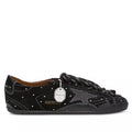 Golden goose True-Star Donna in suede nero con cristalli Swarovski e stella in pelle nera
