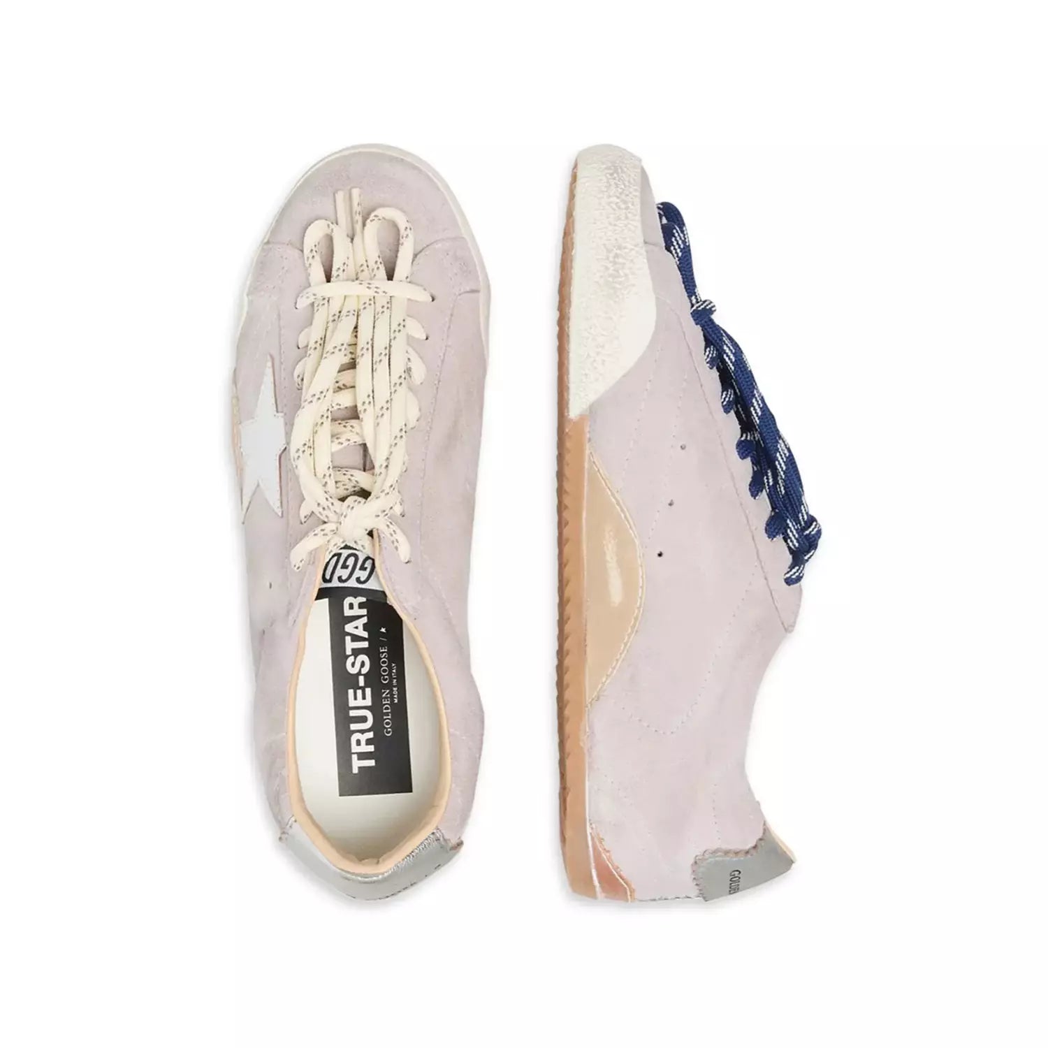 Golden Goose True-Star in pastel pink suede with silver star and heel tab