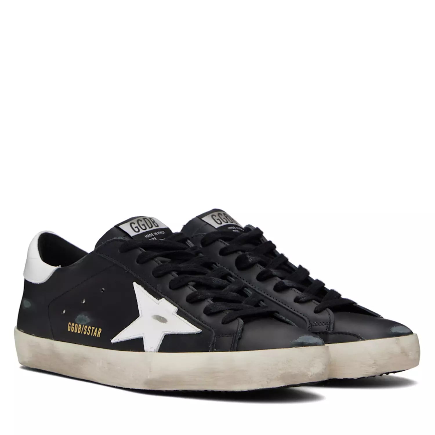 Golden Goose Super-Star Super-Star in black nappa with black star and glitter heel tab(