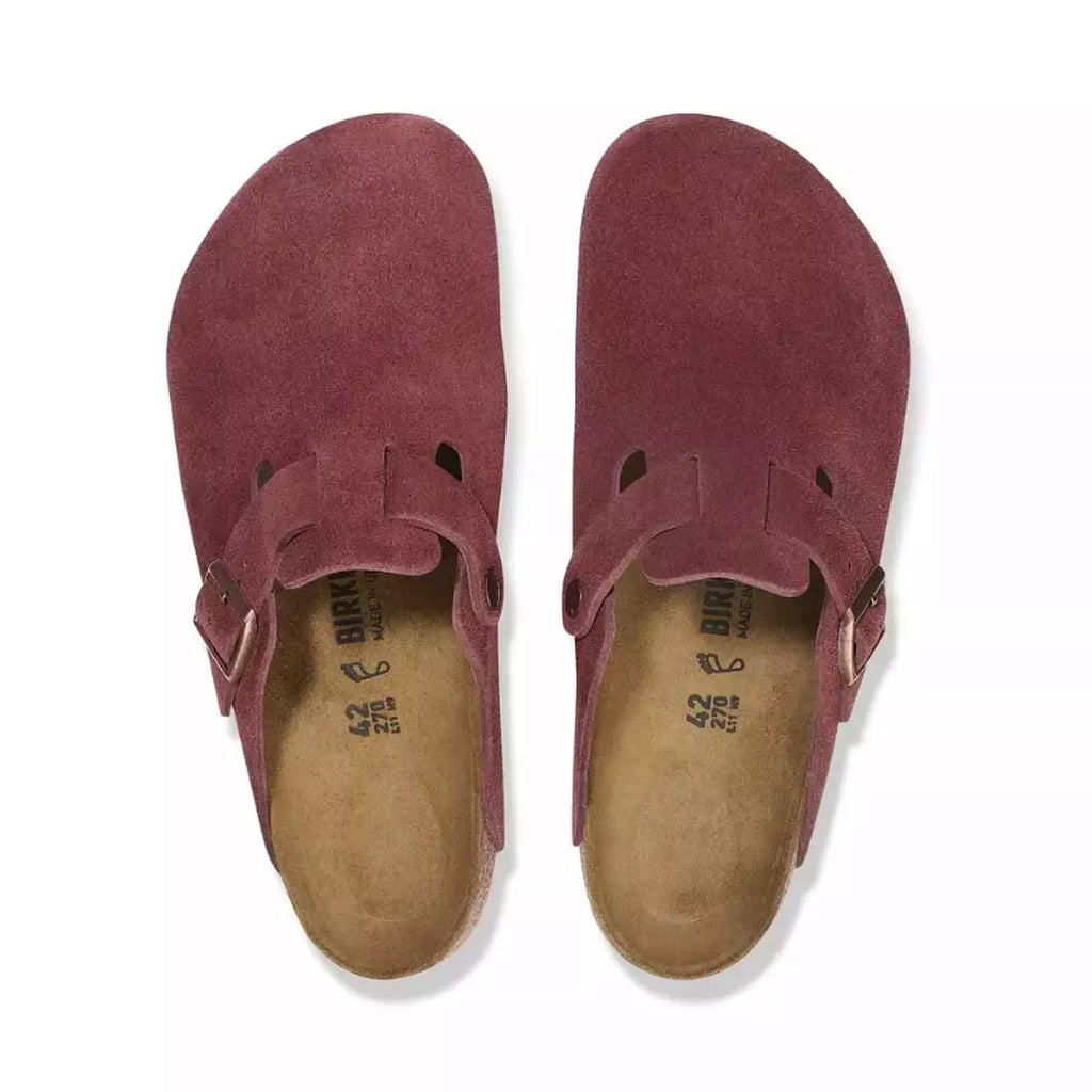 Birkenstock Boston Burgundy – Suede Leather