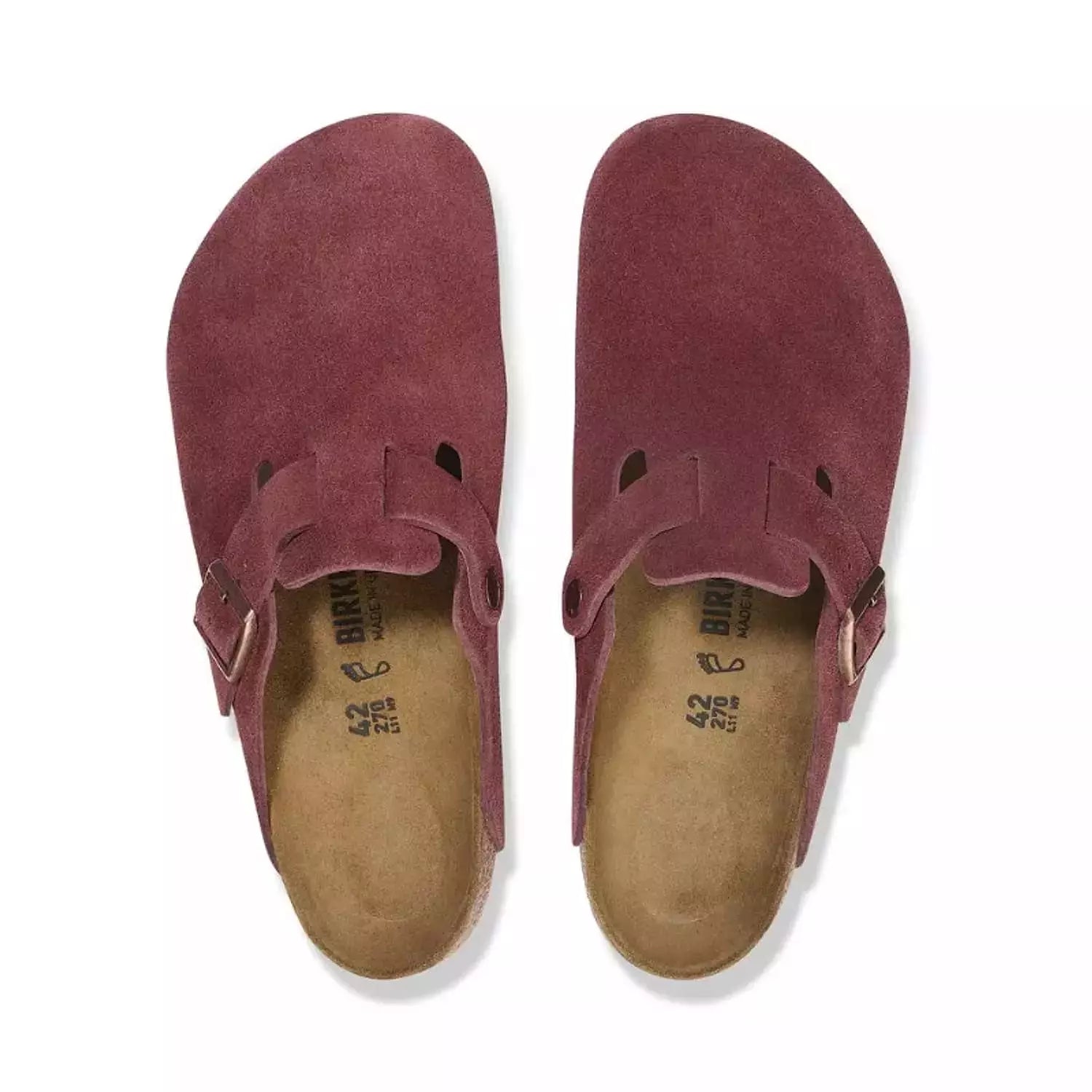 Birkenstock Boston Burgundy – Suede Leather