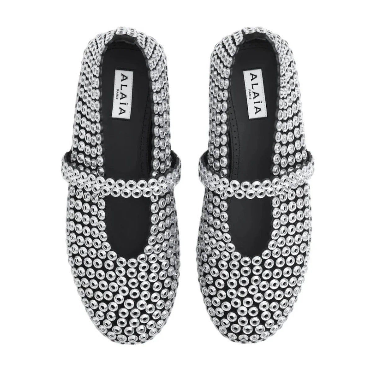 Alaïa Suede Glass-Embellished Ballet Flats
