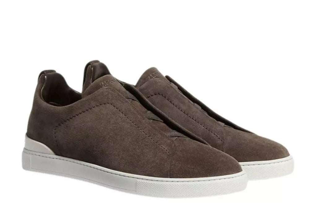 Zegna Brown Suede Triple Stitch™ Sneakers