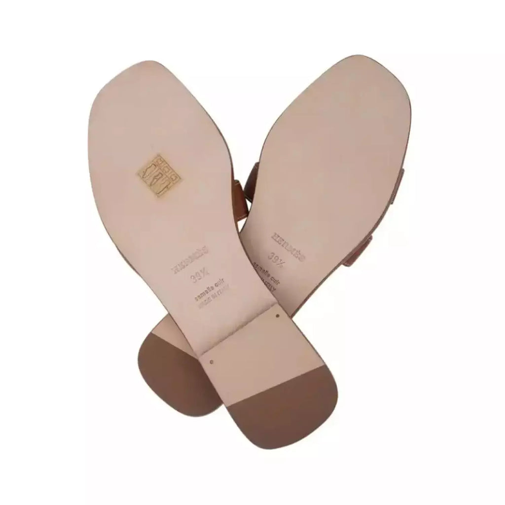 Hermes Sandal Flat Oran Gold Box Calfskin | Mightychic