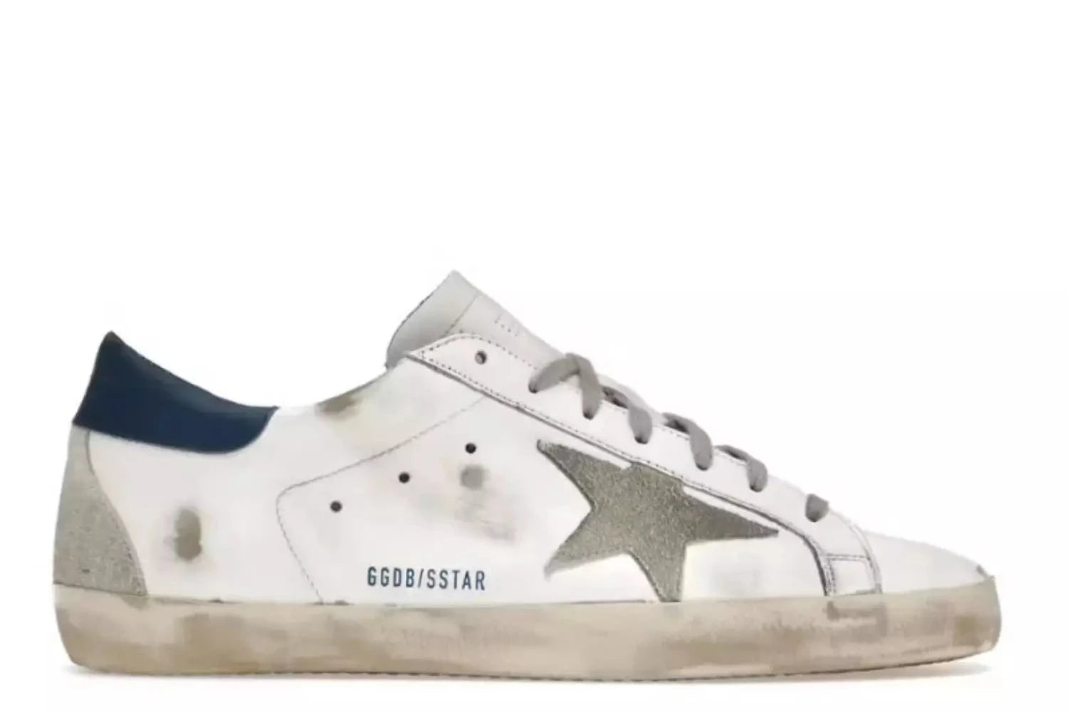 Golden Goose Super-Star – White Royal Blue Grey Suede Patch