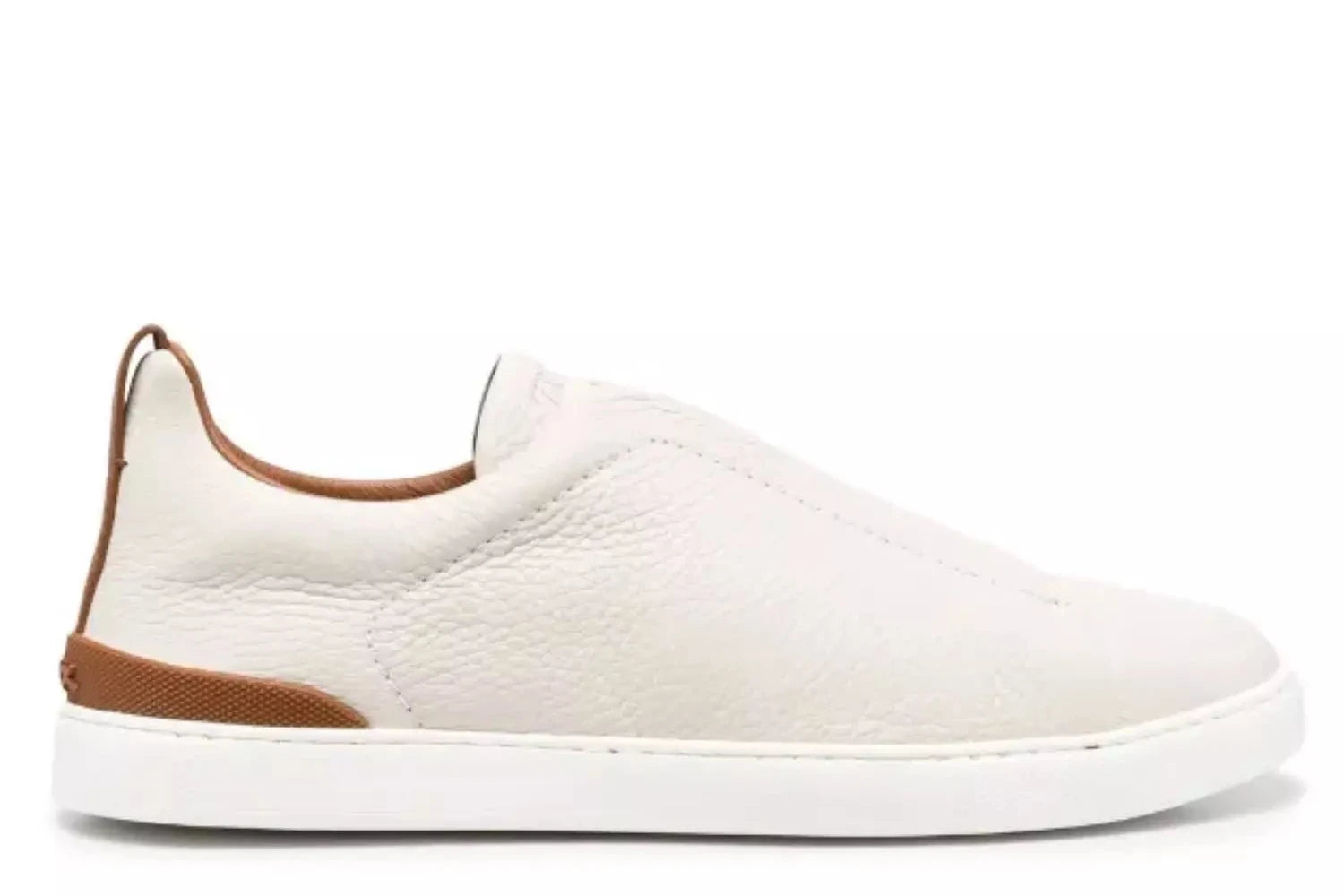 Zegna Triple Stitch Leather Sneakers White Triple Stitch