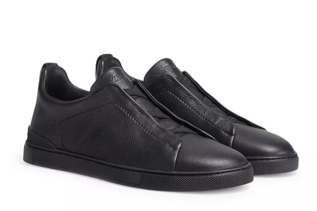Zegna Black Deerskin Triple Stitch™ Sneakers