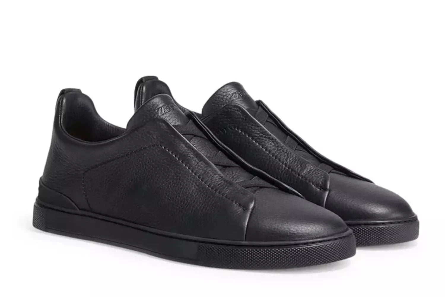 Zegna Black Deerskin Triple Stitch™ Sneakers