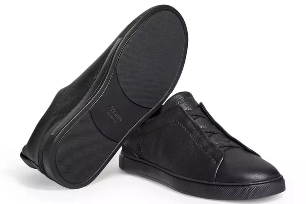 Zegna Black Deerskin Triple Stitch™ Sneakers