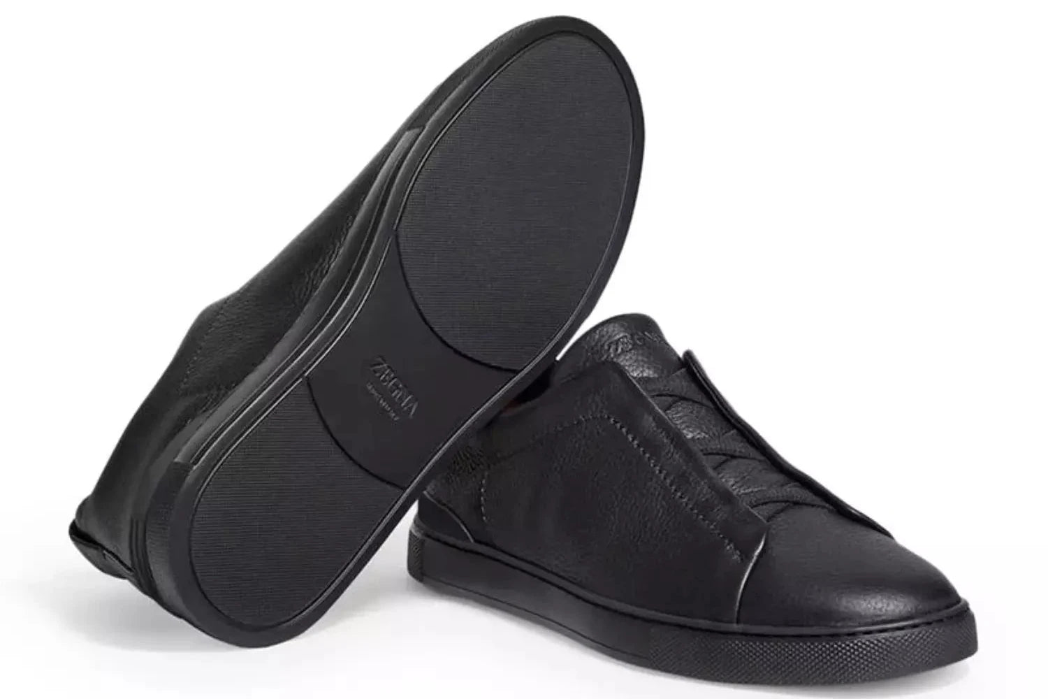 Zegna Black Deerskin Triple Stitch™ Sneakers