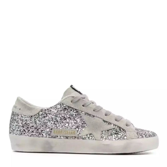 GOLDEN GOOSE Super-Star Glitter Sneakers - Silver