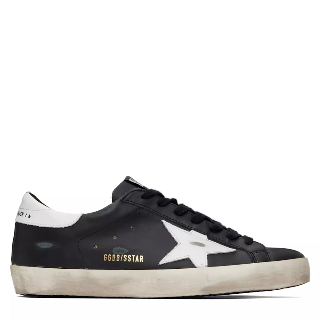 Golden Goose Super-Star Super-Star in black nappa with black star and glitter heel tab(