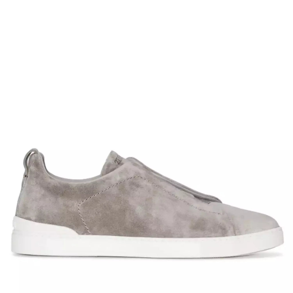 Zegna Grey Mélange Suede Triple Stitch™ Sneakers