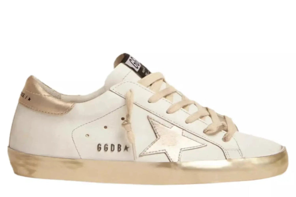 Golden Goose Super-Star with gold sparkle foxing and metal stud lettering(Women's)