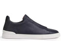 Zegna Navy Blue Deerskin Triple Stitch™ Sneakers