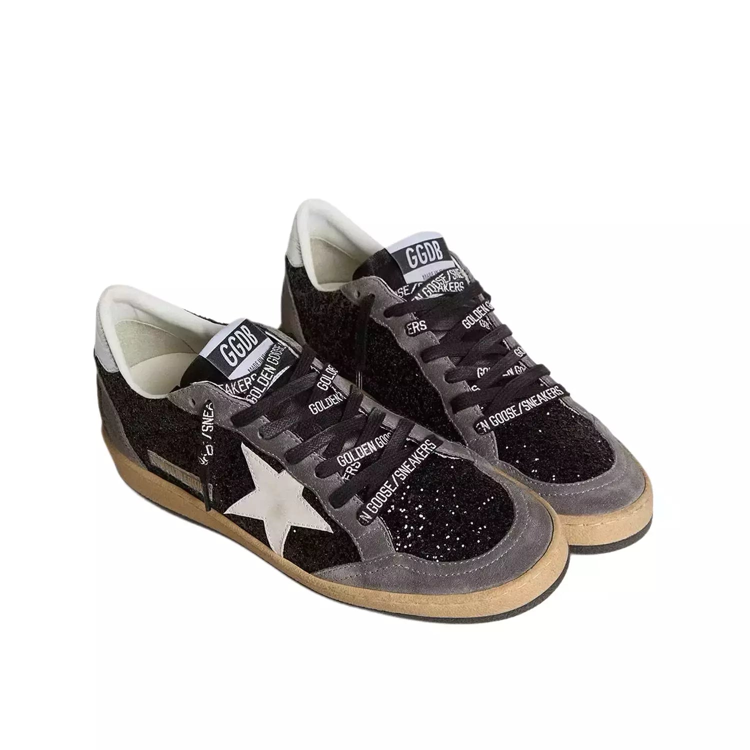 Golden goose Ball Star in glitter with leather star and metallic leather heel tab